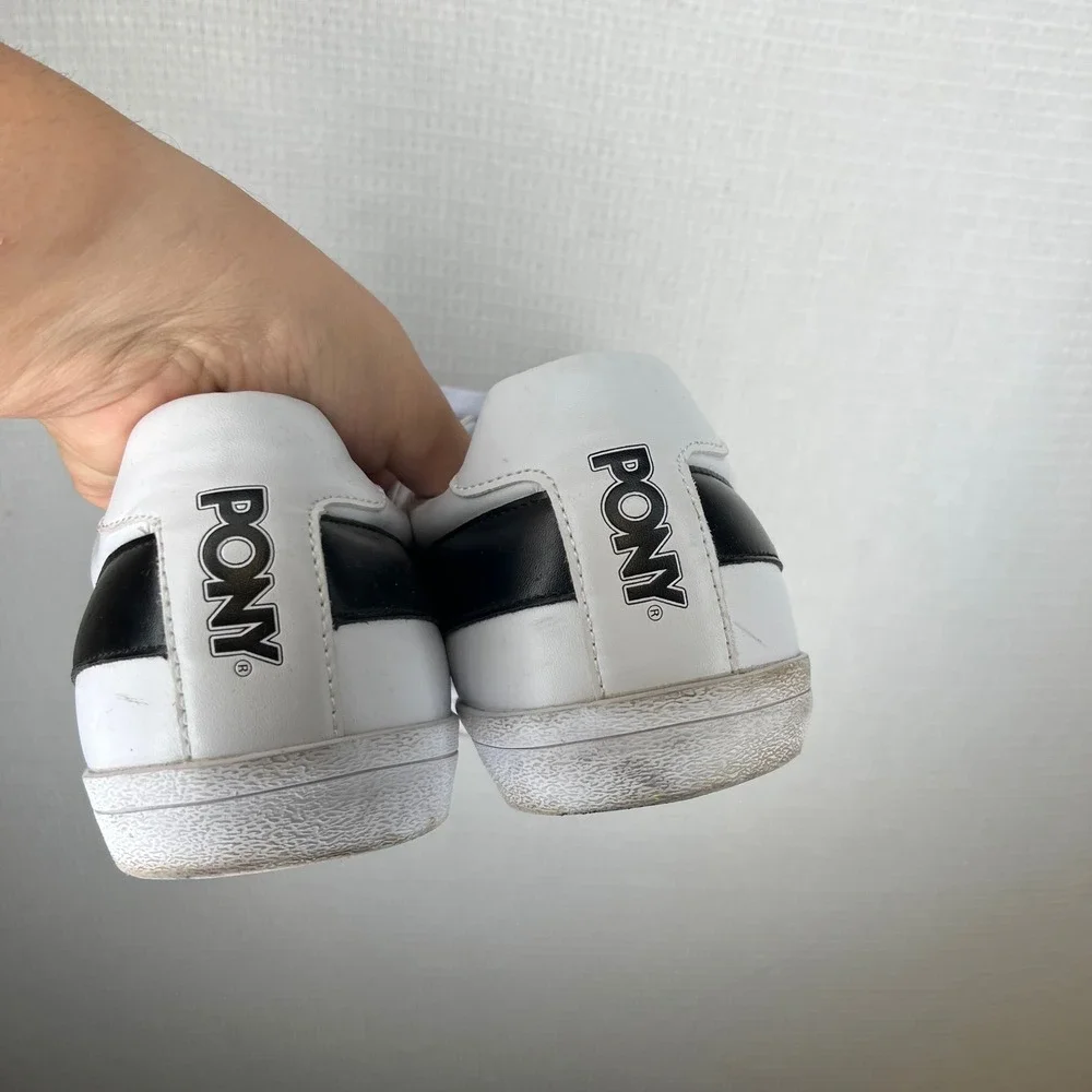 Pony Topstar Lo Mens Sneakers White Black Low Top Shoes 41045202W-MENS Size 13